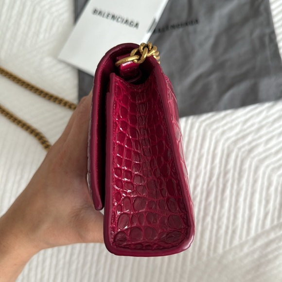 Balenciaga hourglass wallet on chain crocodile red handbag - Picture 7 of 12